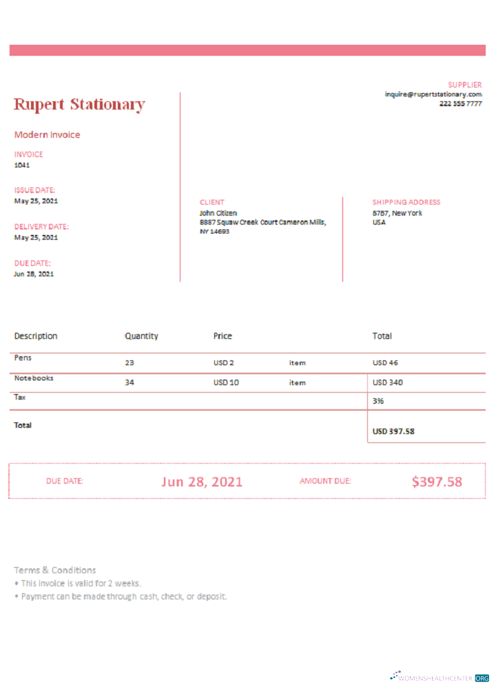 Download USA Rupert Stationary invoice Photoshop template